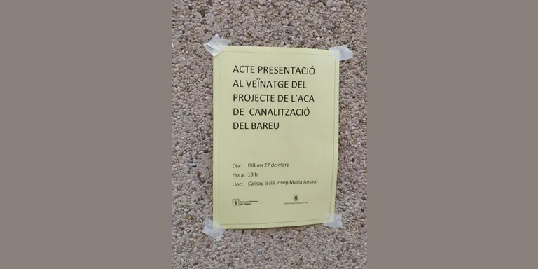 L'ajuntament presenta el projecte de canalització del Bareu que ha fet l’ACA