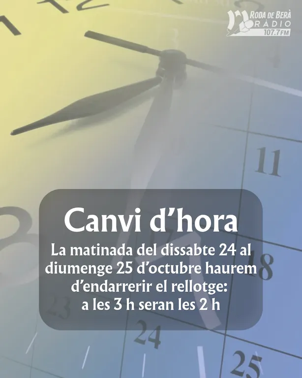 Aquest cap de setmana arriba l'horari d'hivern: a les tres seran les dues