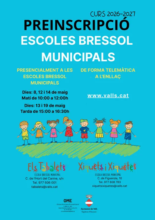 S'obre el període de preinscripcions a les Escoles Bressol Municipals