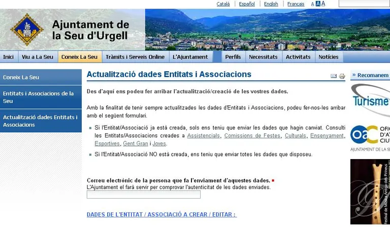 L'Ajuntament actualitza la base de dades d'entitats i clubs urgellencs