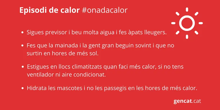 Salut i Protecció Civil demanen extremar les precaucions davant les altes temperatures