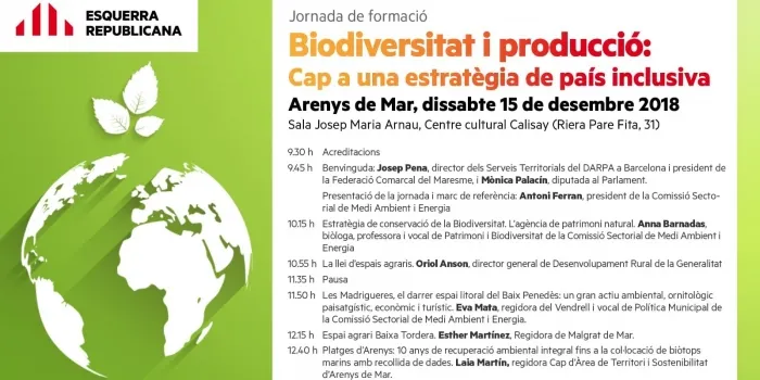 Arenys acollirà una jornada de formació sobre ‘Biodiversitat’ organitzada per ERC