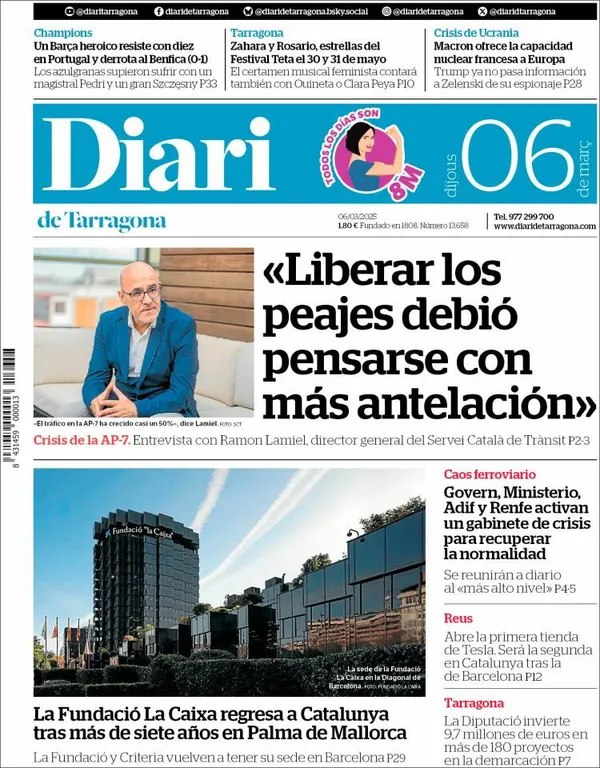 Cop d'ull als diaris d'aquest dijous 6 de març