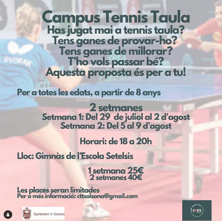 El Club Tennis Taula Solsona organitza un campus d'estiu