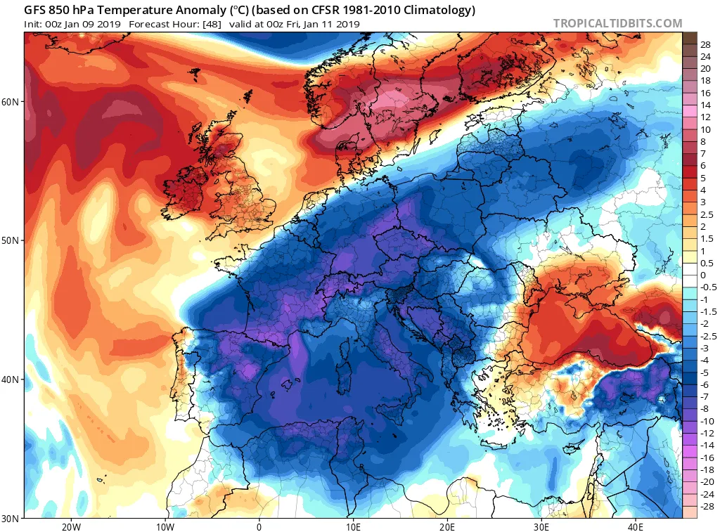 Aquest dijous ens afectarà una massa d'aire fred àrtic
