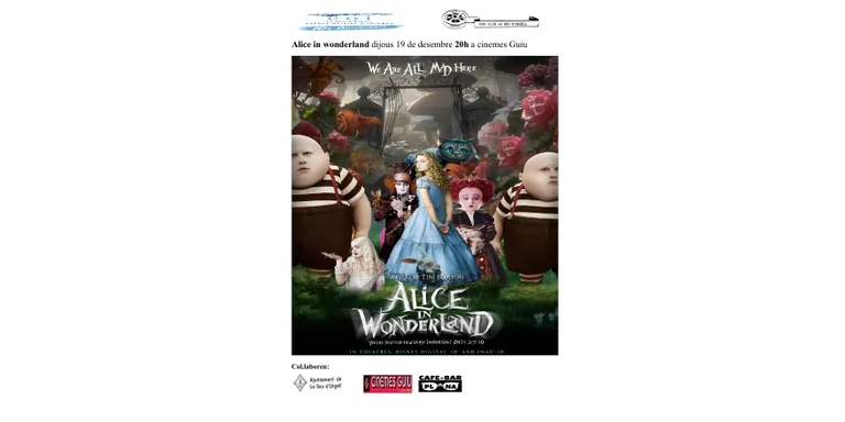 El Cineclub de la Seu projecta la pel.lícula 'Alice in Wonderland', de Tim Burton