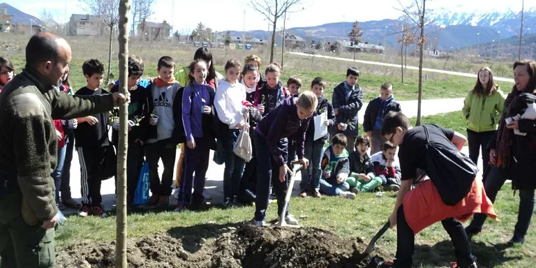 Els escolars de la Seu d'Urgell celebren el Dia de l'Arbre