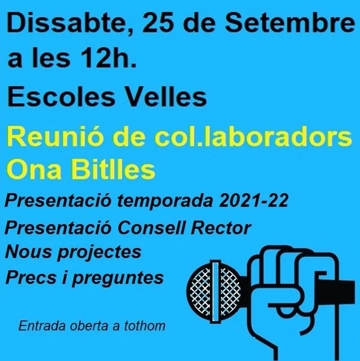 Presentació temporada ONA BITLLES Dissabte 25/09 a les 12h.