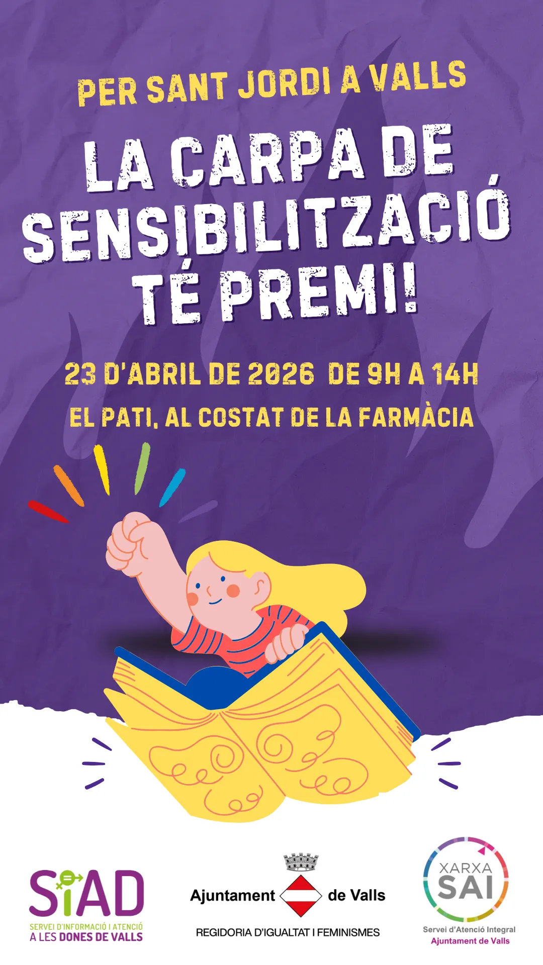 Valls instal·la una carpa de sensibilització per un Sant Jordi més segur i igualitari