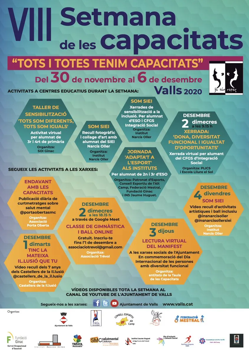 Valls acollirà la 8a edició de la Setmana de les Capacitats