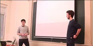 Gerard Freixes i Jordi Llaudó, de l'INS Joan Brudieu de la Seu, guanyadors del I Premi Tecnològic del Pirineu 'BDP Software'