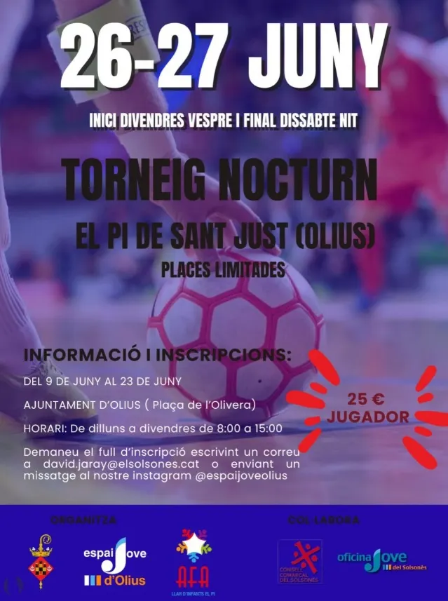 Obertes les inscripcions al Torneig Nocturn de Futbol del Pi de Sant Just