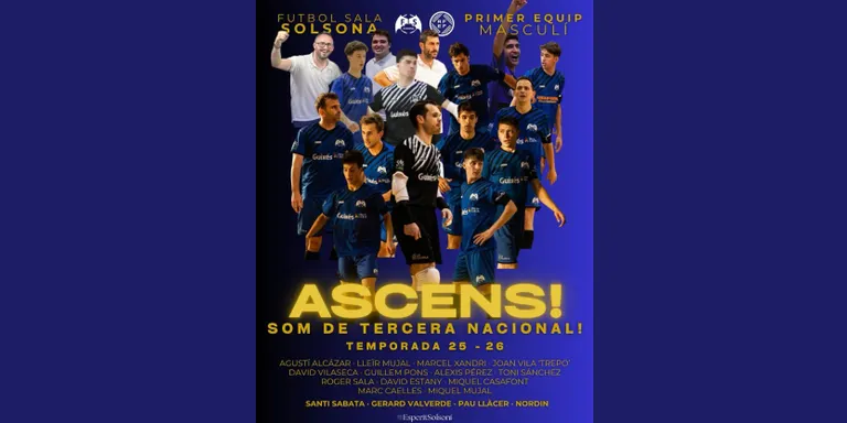 El primer equip masculí del Futbol Sala Solsona torna a pujar a Tercera Nacional
