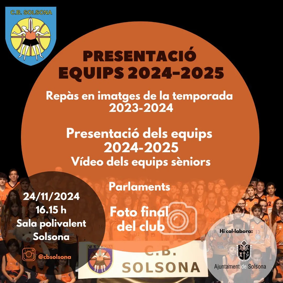 El Club Bàsquet Solsona presenta els 15 equips de la temporada aquest diumenge, una xifra rècord en els seus 47 anys d'història