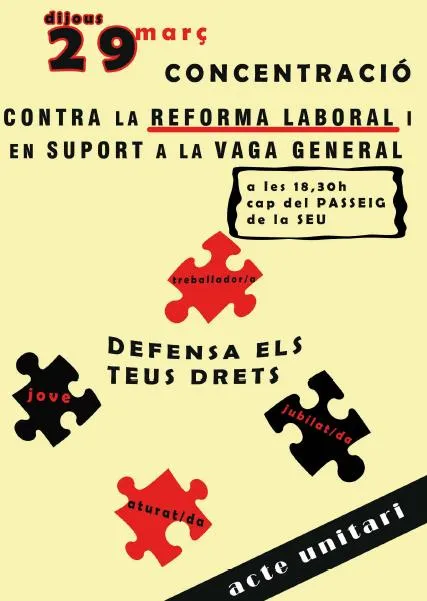 Acte unitari a la Seu d'Urgell amb motiu de la vaga general