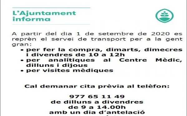 Es posa en marxa el servei de transport gratuït per a gent gran a Altafulla