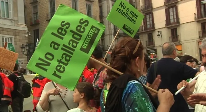 La manifestació ha acabat a la plaça Sant Jaume (foto: Betevé)