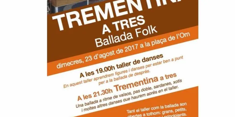Taller de danses i concert amb Trementina a Tres, avui a Agramunt