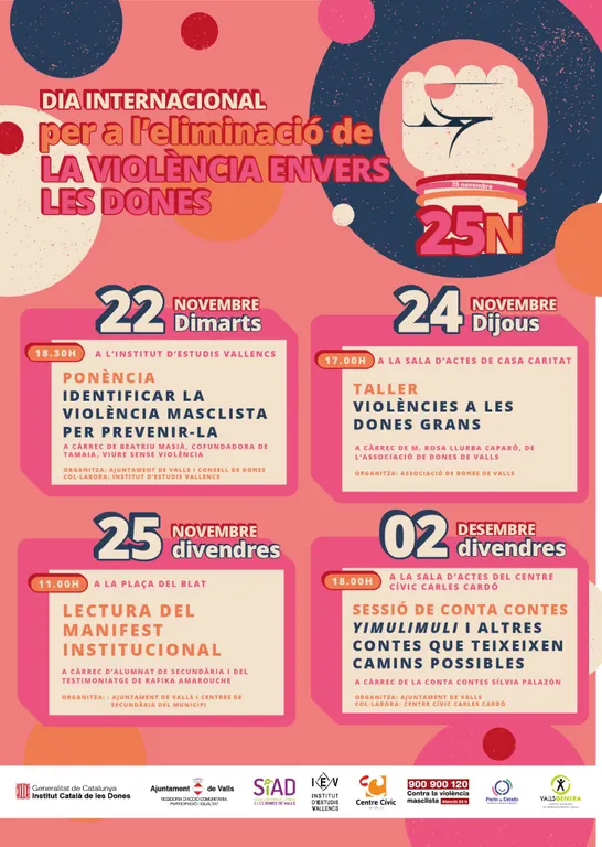Valls commemora el 25N amb activitats divulgatives i llaços liles