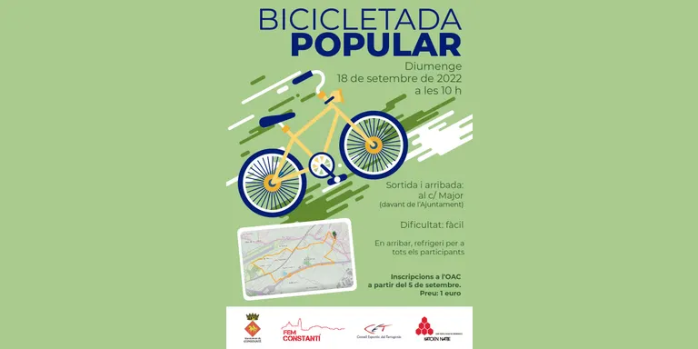 S’obren les inscripcions per a la Bicicletada Popular del 18 de setembre