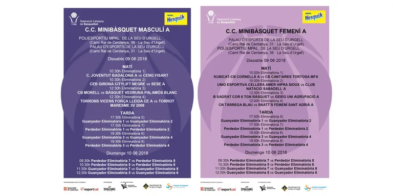 La Seu d'Urgell acull el Campionat de Catalunya de Minibàsquet masculí i femení