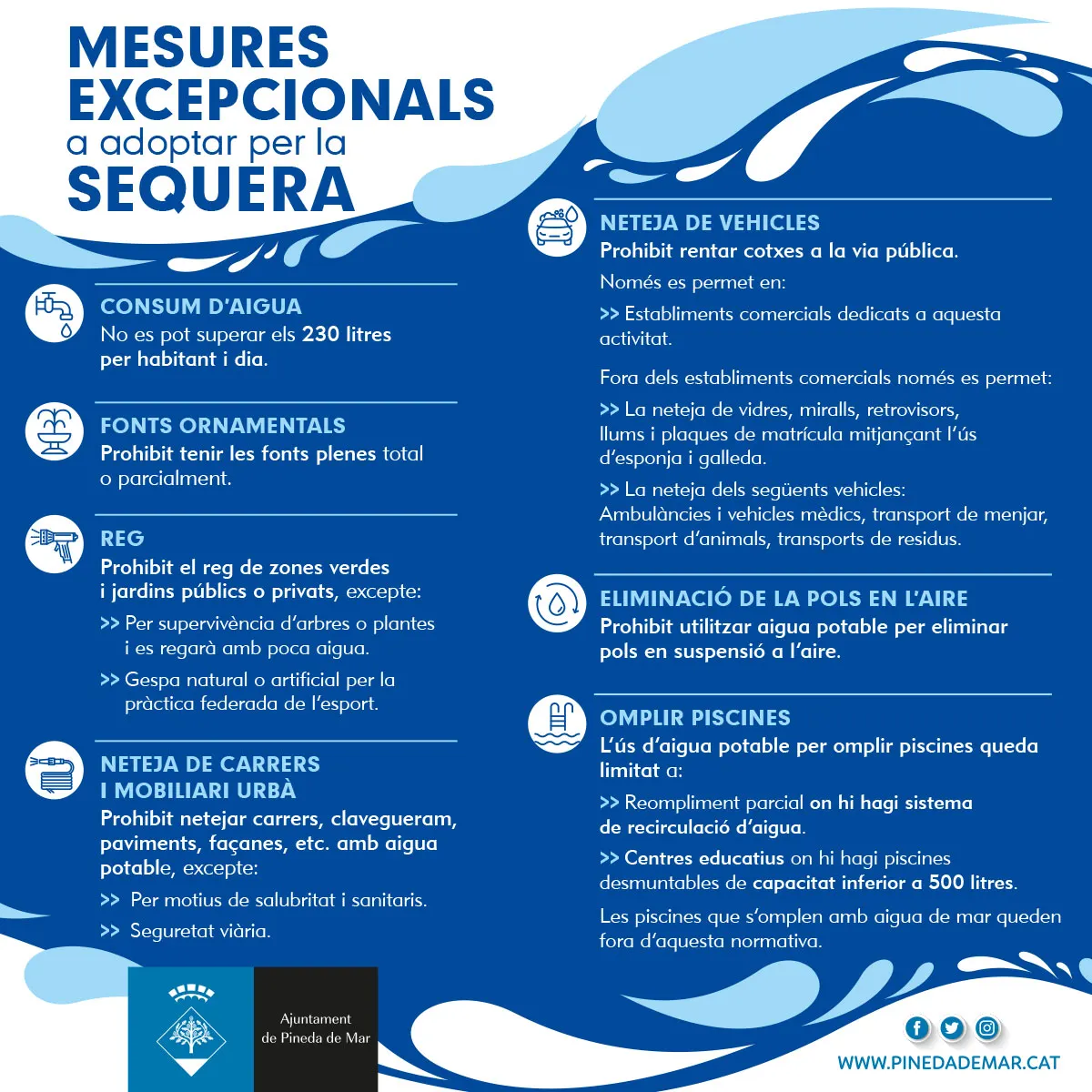 Mesures a Pineda del Pla d'emergències per la sequera en fase d'excepcionalitat