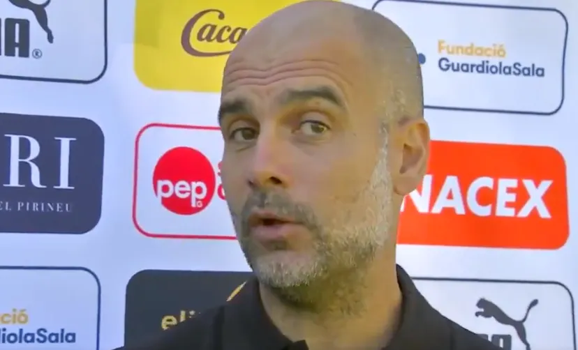 Pep Guardiola s'enfronta a Javier Tebas