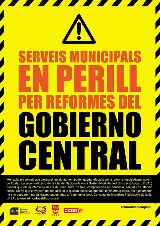 Entitats municipalistes i sindicats llancen una campanya contra la "involució" de la reforma local