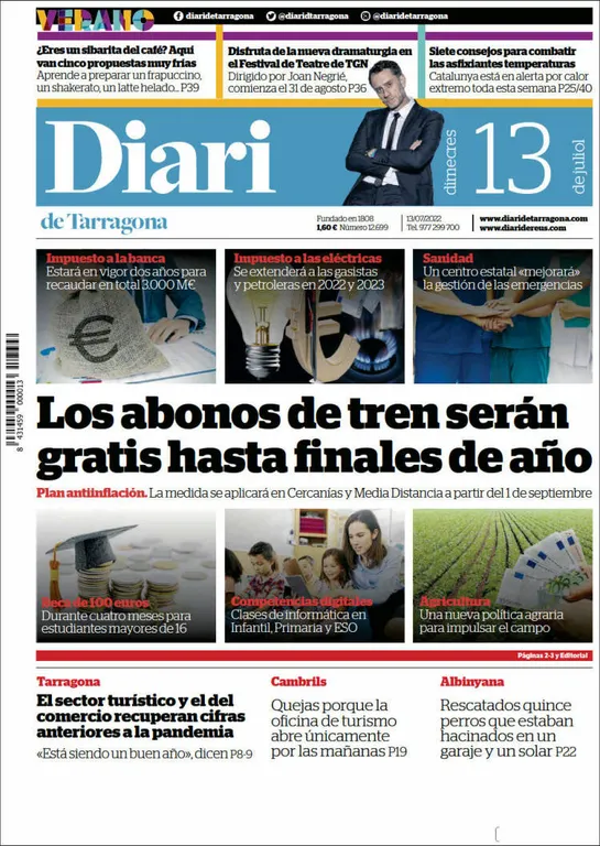 T'expliquem les portades dels diaris del territori d'aquest 13 de juliol