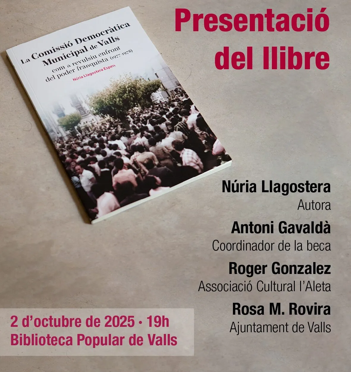 Un llibre recollirà la memòria històrica i democràtica local de finals dels anys 70