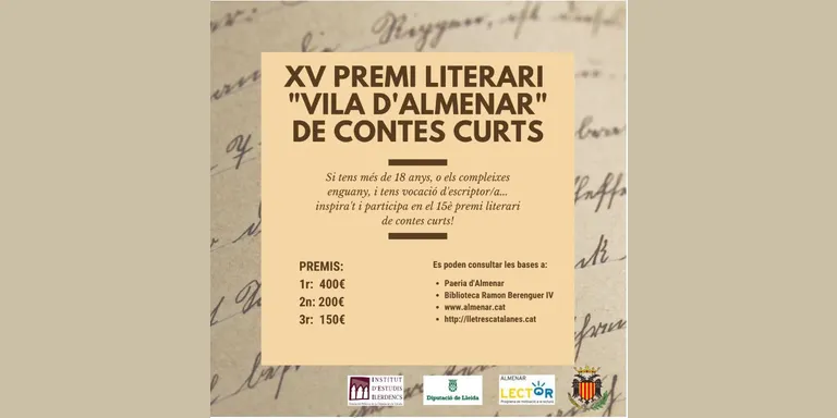 XV Premi Literari "VILA D'ALMENAR" de Contes Curts
