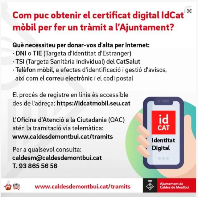 L'Oficina d'Atenció a la Ciutadania atén de manera telemàtica la tramitació del certificat digital IdCat mòbil