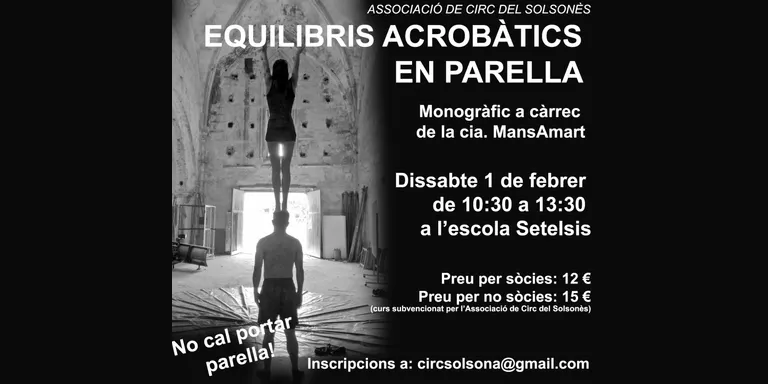 L'Associació de Circ programa un taller monogràfic d'equilibris acrobàtics en parella