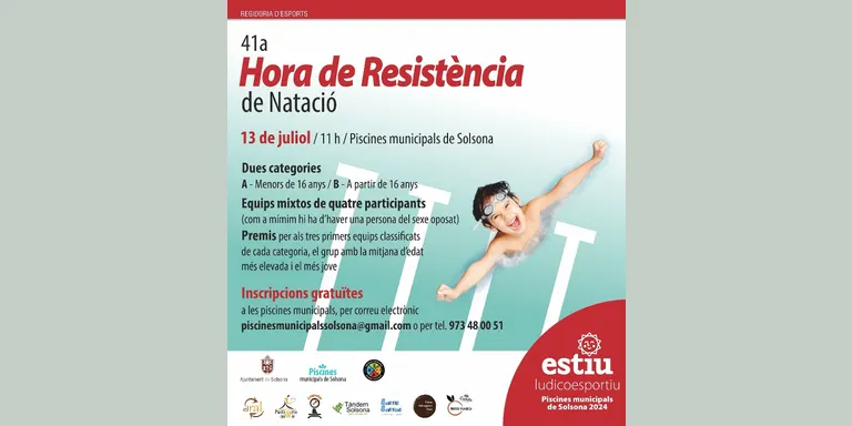 Les piscines municipals de Solsona acullen dissabte de la setmana que ve l'Hora de Resistència de Natació