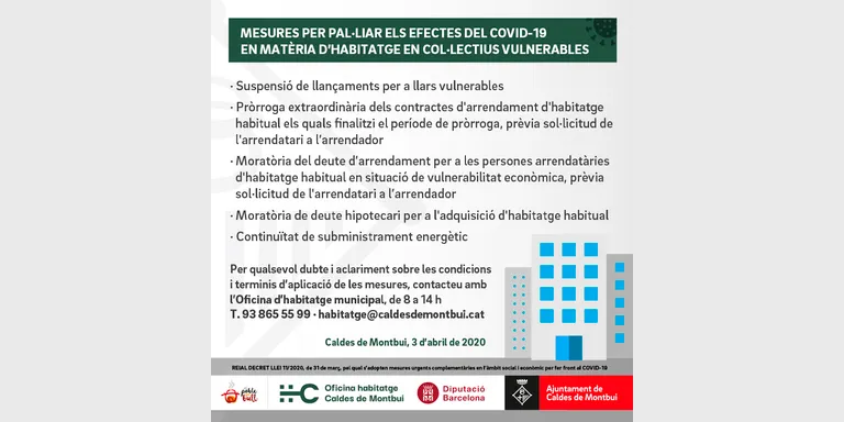 L’Oficina d’Habitatge informa sobre mesures de protecció a les persones en matèria d’habitatge