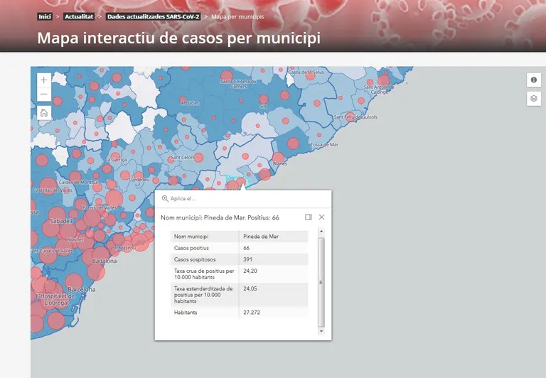 Pineda suma 457 casos de COVID-19: 66 confirmats amb prova i 391 comptabilitzats pel personal sanitari com a sospitosos