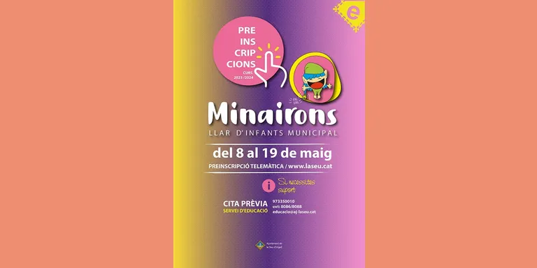 Aquest mes vinent es faran les preinscripcions per a la Llar d'Infants Municipal Els Minairons