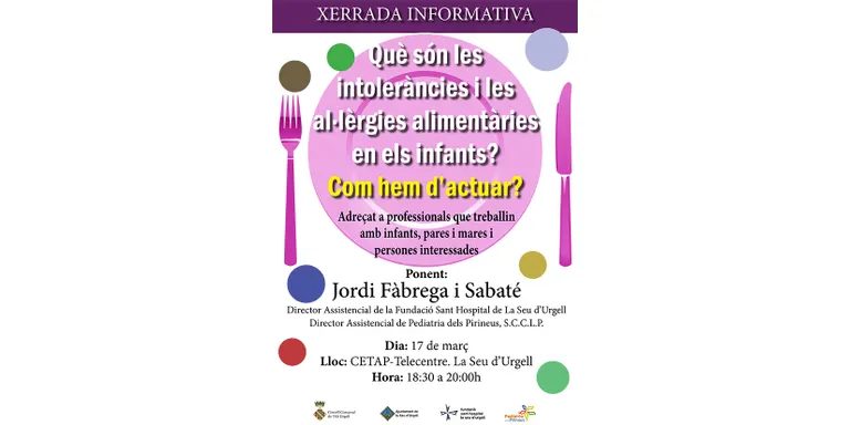 Xerrada informativa a la Seu sobre intoleràncies i al·lèrgies alimentàries en els infants