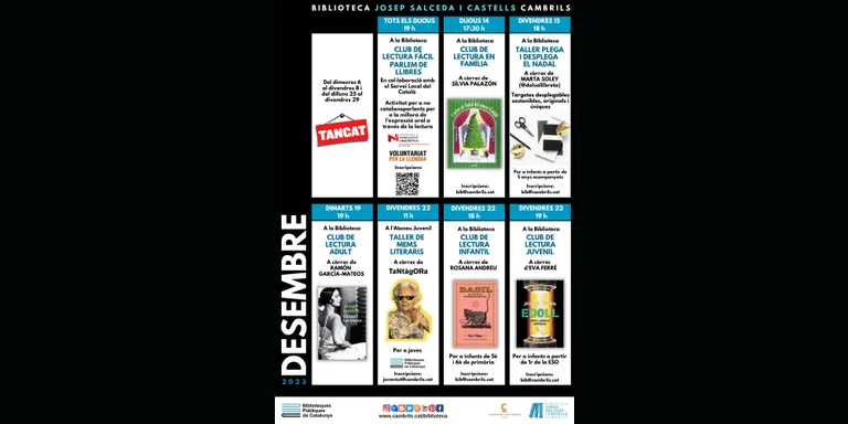 La Biblioteca de Cambrils començarà les activitats de desembre el dia 14 amb dos clubs de lectura