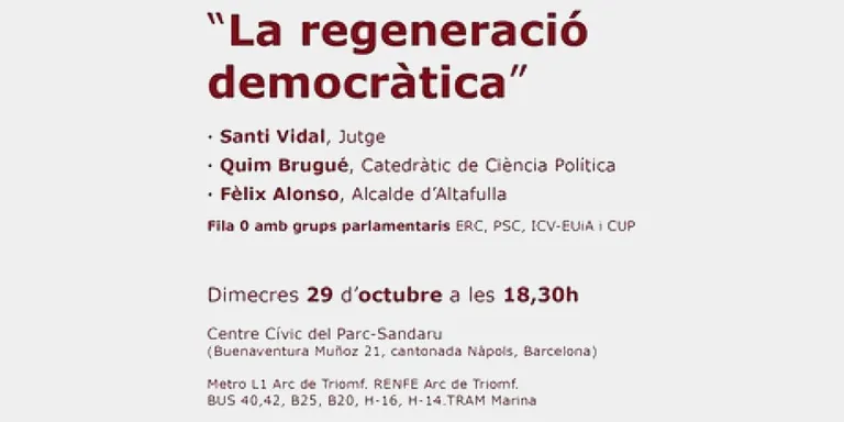 L’alcalde d’Altafulla, Fèlix Alonso, convidat a una xerrada a Barcelona sobre la ‘Regeneració Democràtica’
