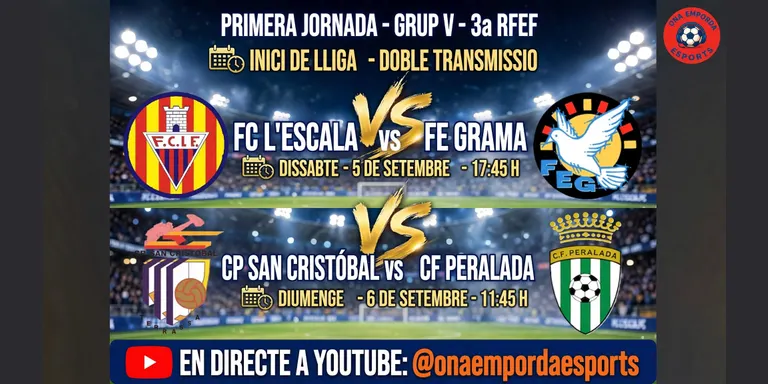 Arrenca la 3a RFEF Grup V: Ona Empordà Esports oferirà dos partits en directe per YouTube i per Ona Emporda Esports