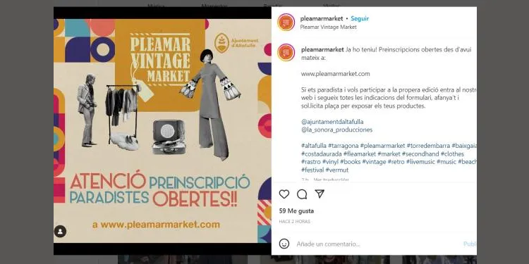 S'obren les preinscripcions per participar al Pleamar Vintage Market d'Altafulla