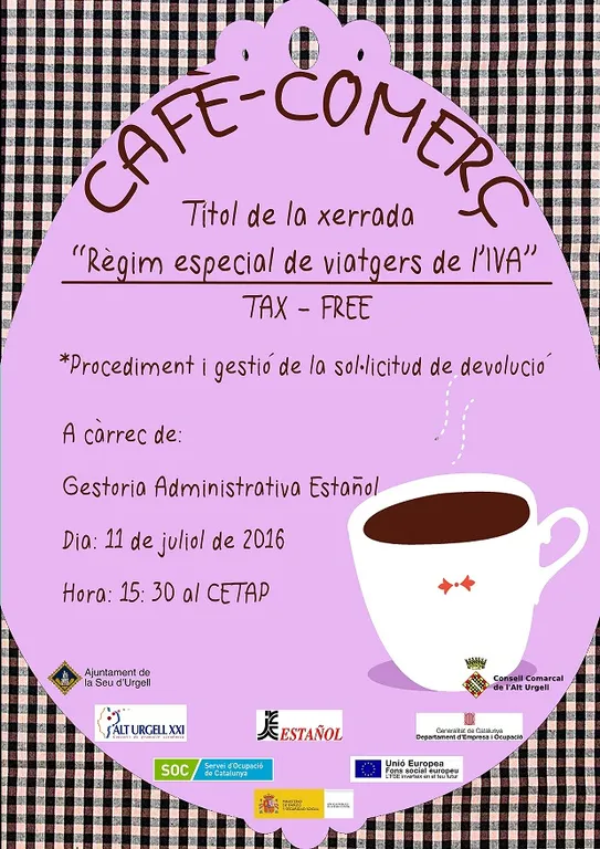 Nova xerrada del cicle Cafè-Comerç, dedicada al Tax-Free