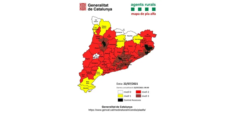 Activat el nivell 3 d'alerta per incendis en diversos municipis selvatans