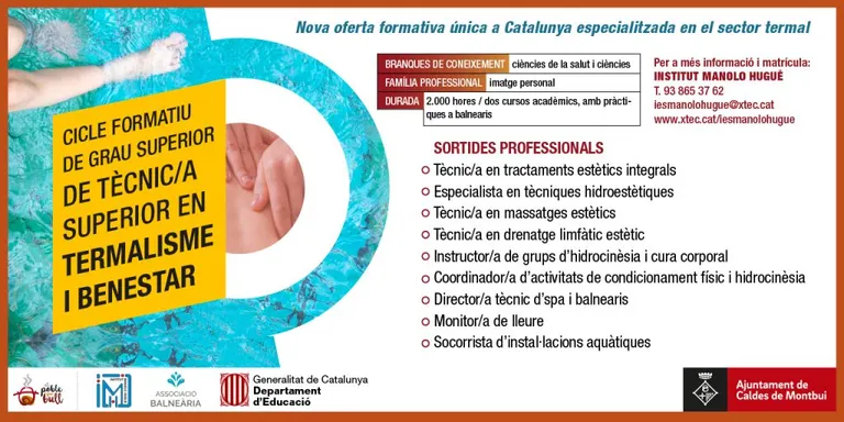 El CFGS en Termalisme i Benestar ha començat amb 11 alumnes i encara té places disponibles