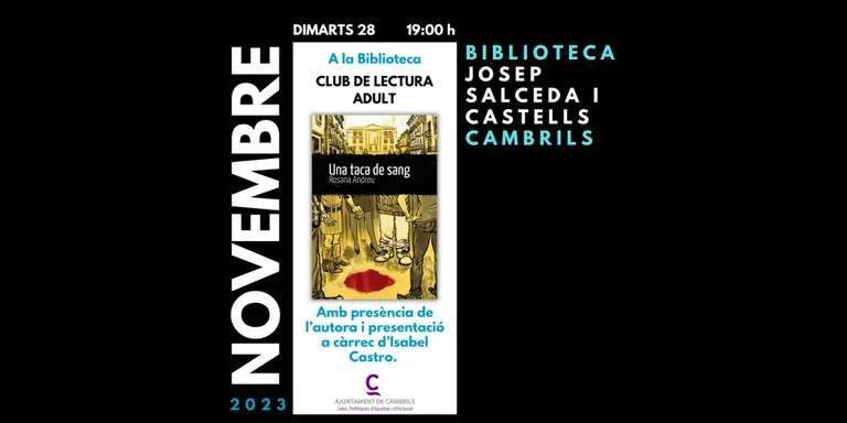 La Biblioteca de Cambrils parlarà sobre el llibre ‘Una taca de sang’ dintre les Jornades dels Bons Tractes
