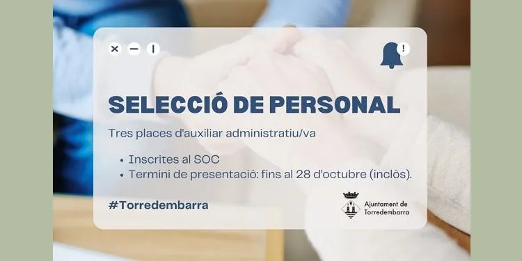 L’Ajuntament de Torredembarra contractarà 3 persones amb una subvenció per al foment de l’ocupació de la Diputació de Tarragona