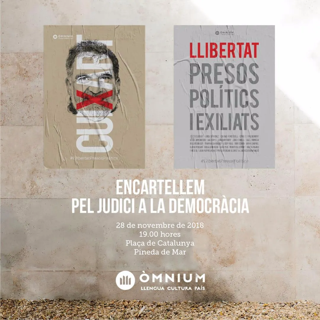 Òmnium Cultural anuncia una encartellada a tot Catalunya, i també a Pineda