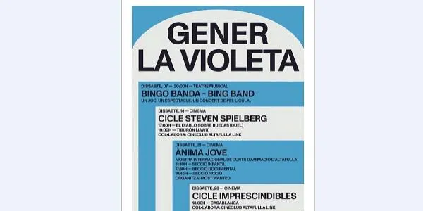 El cinema és el gran protagonista de la programació de gener de la Violeta d'Altafulla