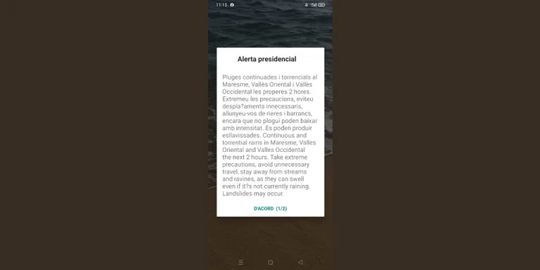 Protecció Civil envia l'alerta als mòbils dels arenyencs davant la previsió de pluges intenses